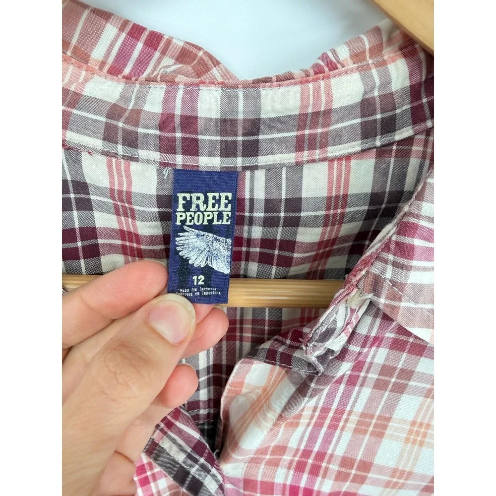 Free People Plaid Button-Down Shirt Size 12